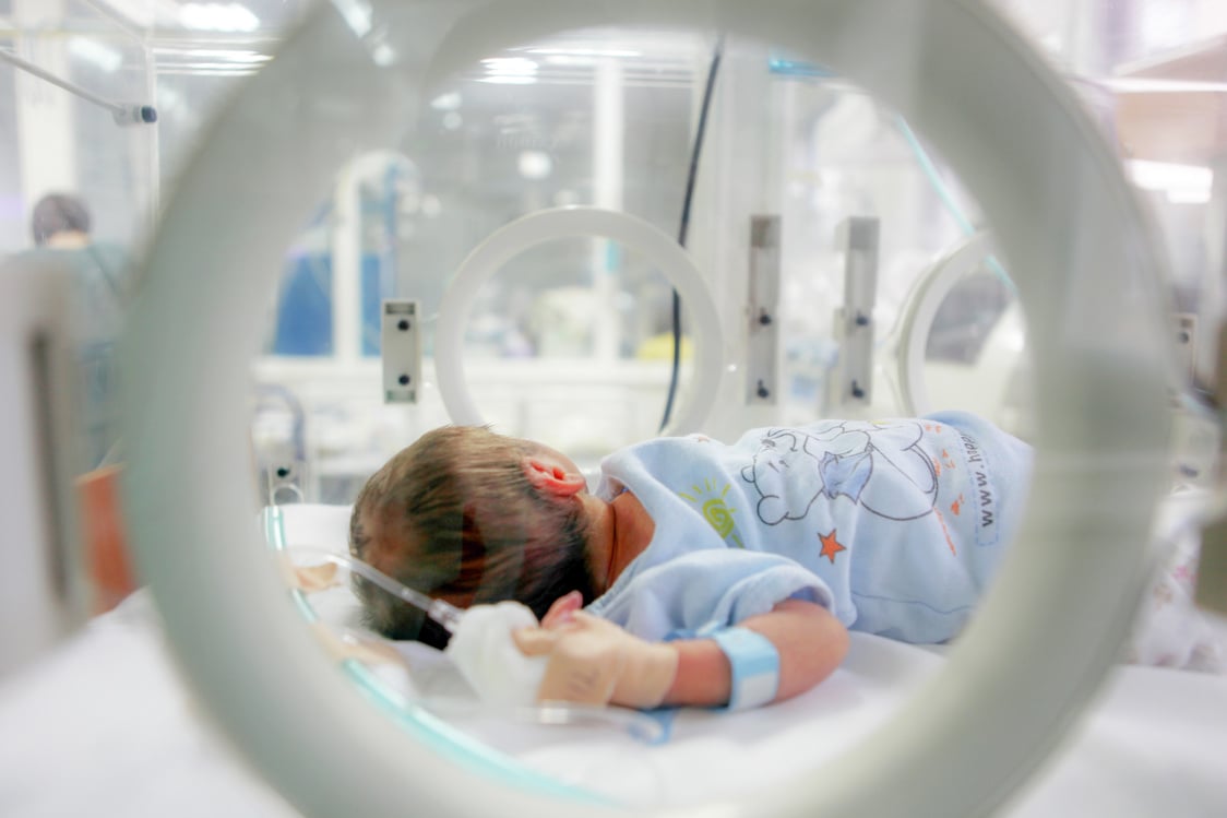 Newborn baby in hospital.